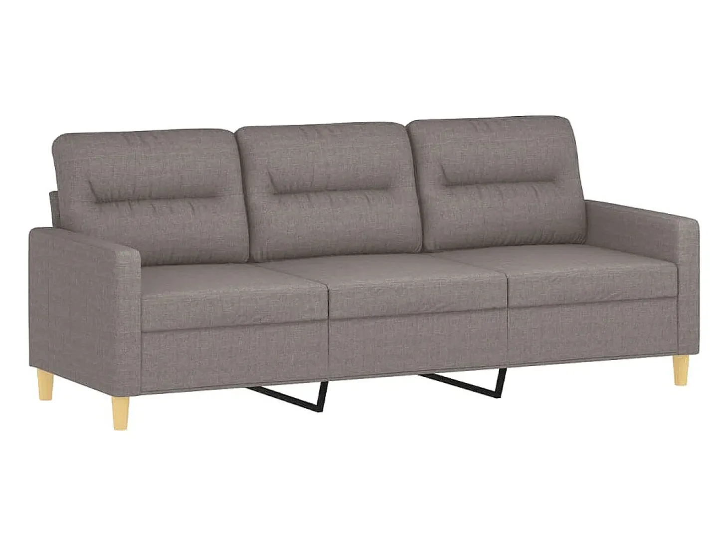 Sofá de 3 plazas con taburete de tela gris taupe 180 cm
