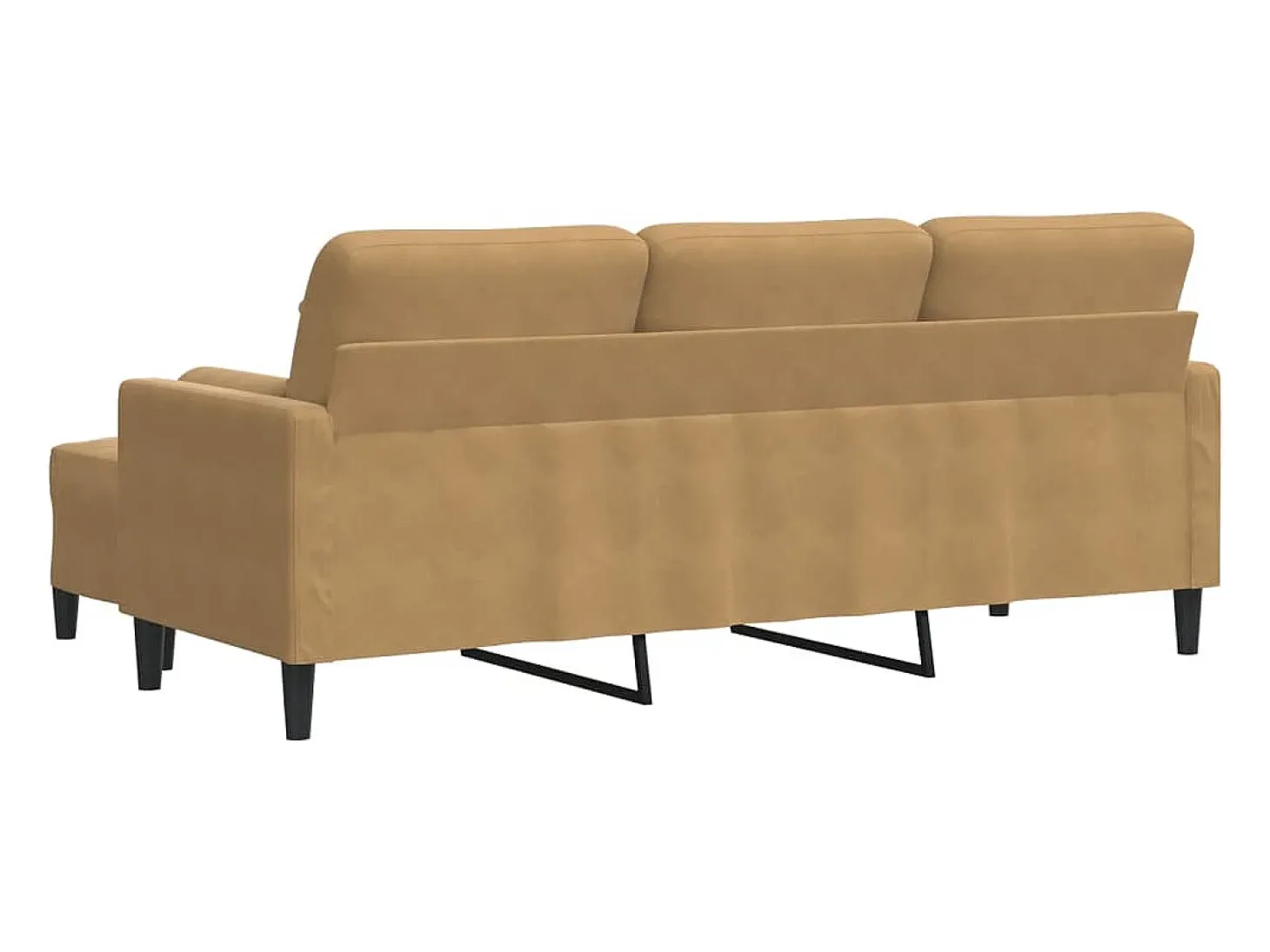 Sofá de 3 plazas con taburete de terciopelo marrón 180 cm
