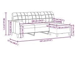 Sofá de 3 plazas con taburete de terciopelo marrón 180 cm