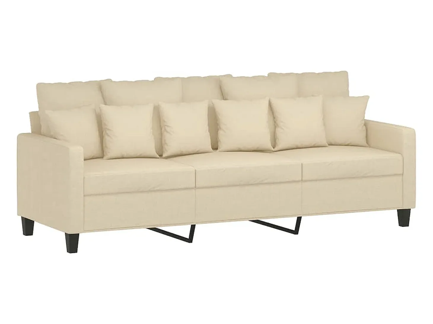 Sofá de 3 plazas con taburete de tela crema 180 cm