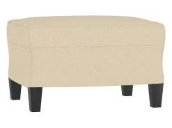 Sofá de 3 plazas con taburete de tela crema 180 cm