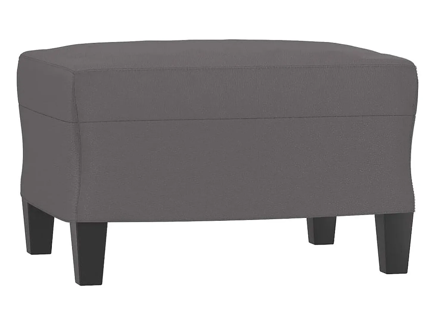 Sofá de 3 plazas con taburete cuero sintético gris 180 cm