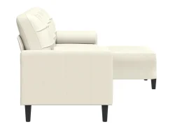 Sofá de 3 plazas con taburete de terciopelo crema 210 cm