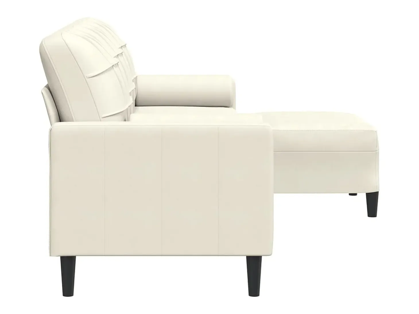 Sofá de 3 plazas con taburete de terciopelo crema 210 cm