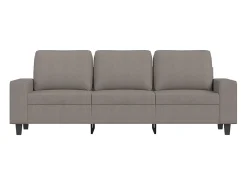 Sofá de 3 plazas con taburete de tela gris taupe 180 cm