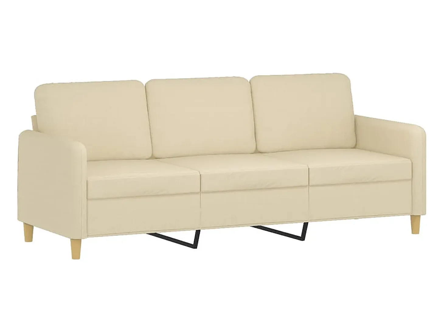 Sofá de 3 plazas con taburete de tela crema 180 cm