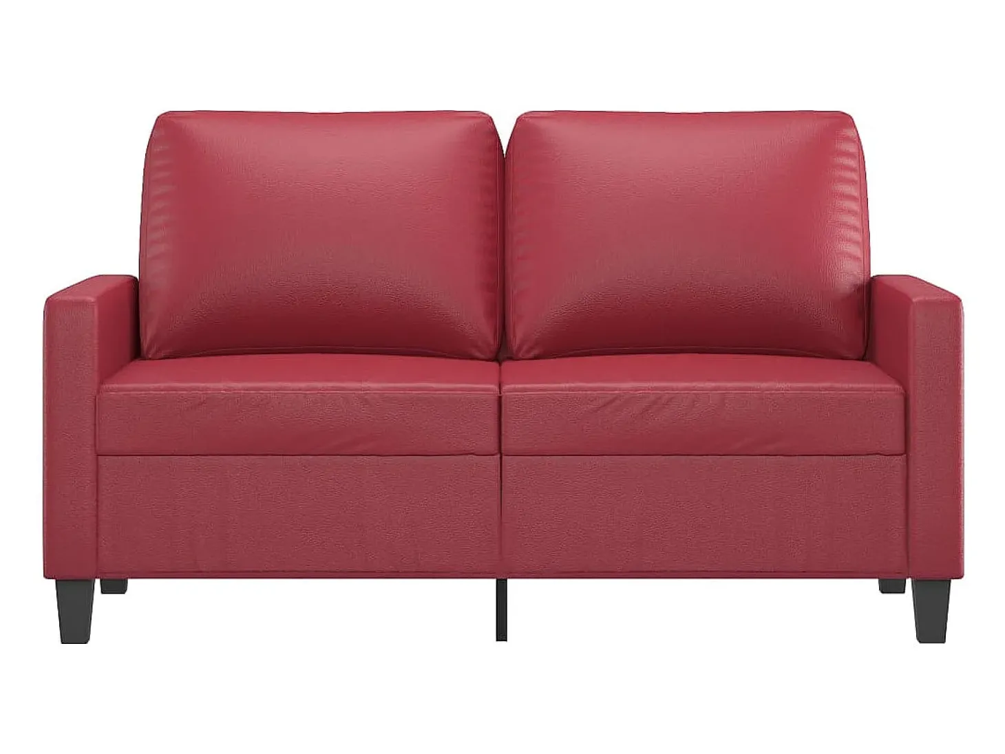 Sofá de 2 plazas de cuero sintético rojo vino 120 cm