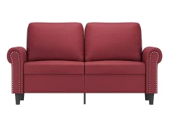 Sofá de 2 plazas de cuero sintético rojo vino 120 cm