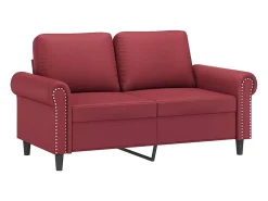 Sofá de 2 plazas de cuero sintético rojo vino 120 cm
