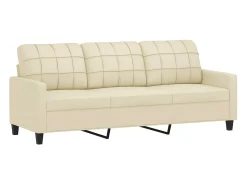 Sofá de 3 plazas de cuero sintético color crema 180 cm