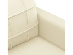 Sofá de 3 plazas de cuero sintético color crema 180 cm