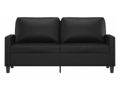 Sofá de 2 plazas de cuero sintético negro 140 cm