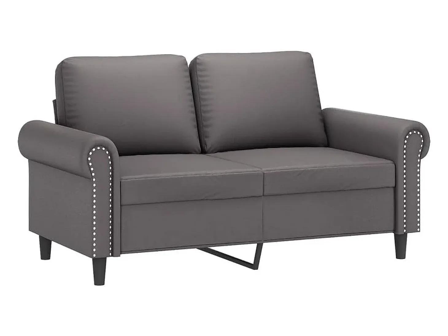 Sofá de 2 plazas de cuero sintético gris 120 cm