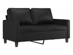 Sofá de 2 plazas de cuero sintético negro 120 cm