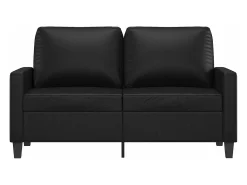 Sofá de 2 plazas de cuero sintético negro 120 cm