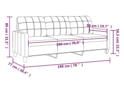 Sofá de 3 plazas de cuero sintético gris 180 cm