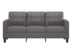 Sofá de 3 plazas de cuero sintético gris 180 cm