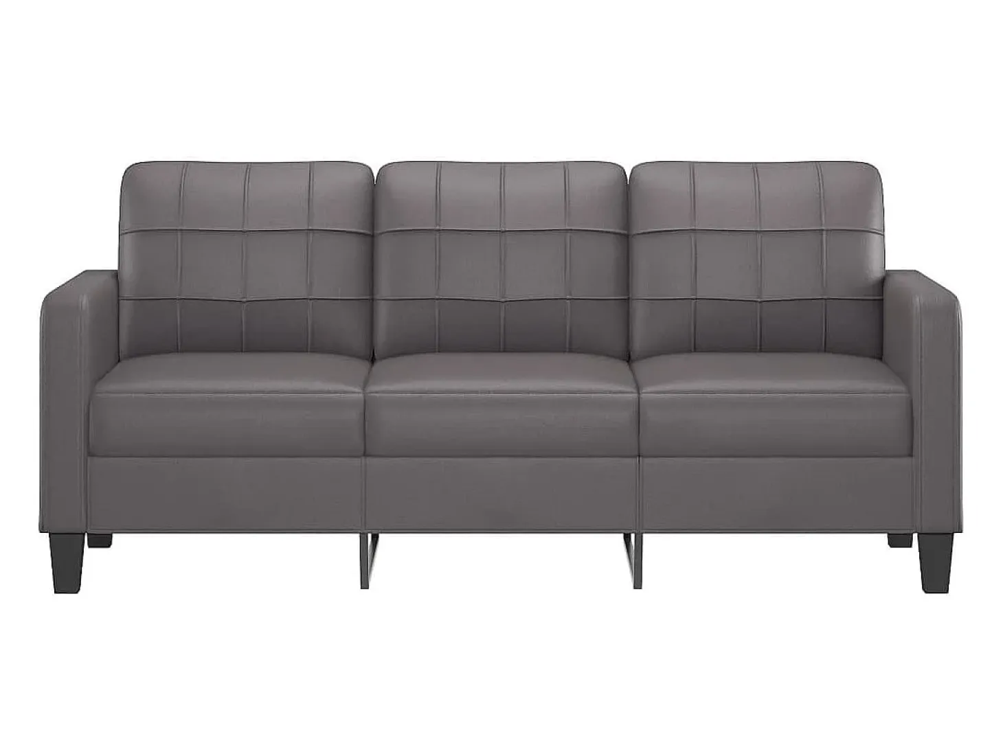 Sofá de 3 plazas de cuero sintético gris 180 cm
