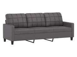 Sofá de 3 plazas de cuero sintético gris 180 cm