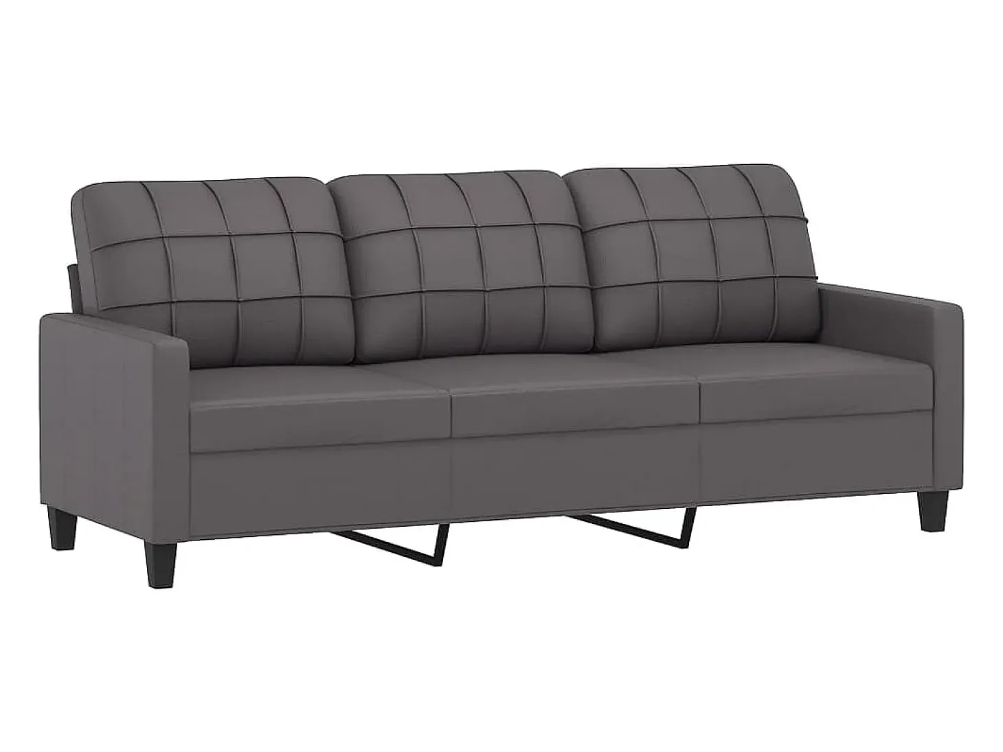 Sofá de 3 plazas de cuero sintético gris 180 cm