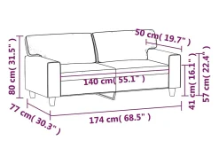 Sofá de 2 plazas de cuero sintético rojo vino 140 cm