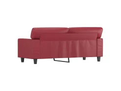 Sofá de 2 plazas de cuero sintético rojo vino 140 cm
