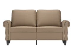 Sofá de 2 plazas de cuero sintético color capuchino 120 cm