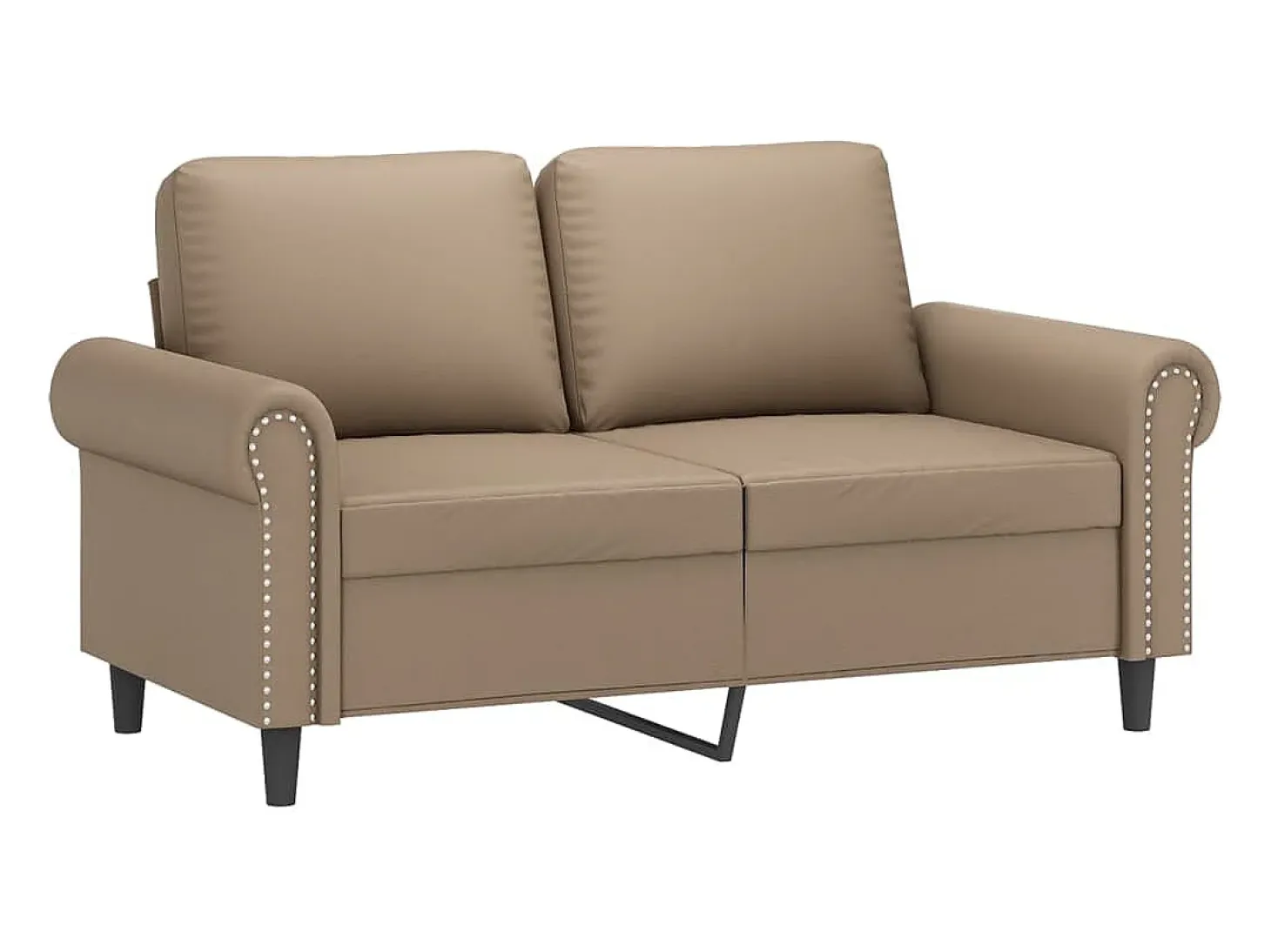 Sofá de 2 plazas de cuero sintético color capuchino 120 cm
