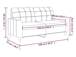 Sofá de 2 plazas de cuero sintético negro 140 cm