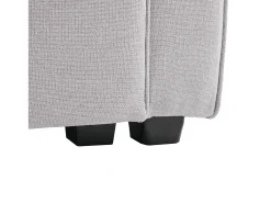 Sofá de 4 plazas de lino gris claro con puertos USB, consola y portavasos, Con cojines y reposabrazos, ideal para salón u oficina