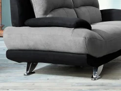 Sofá de 2 plazas de microfibra bicolor gris y negro MUSKO