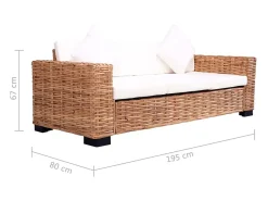 Sofá de 3 plazas de ratán natural