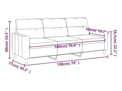 Sofá de 3 plazas de tela crema 180 cm