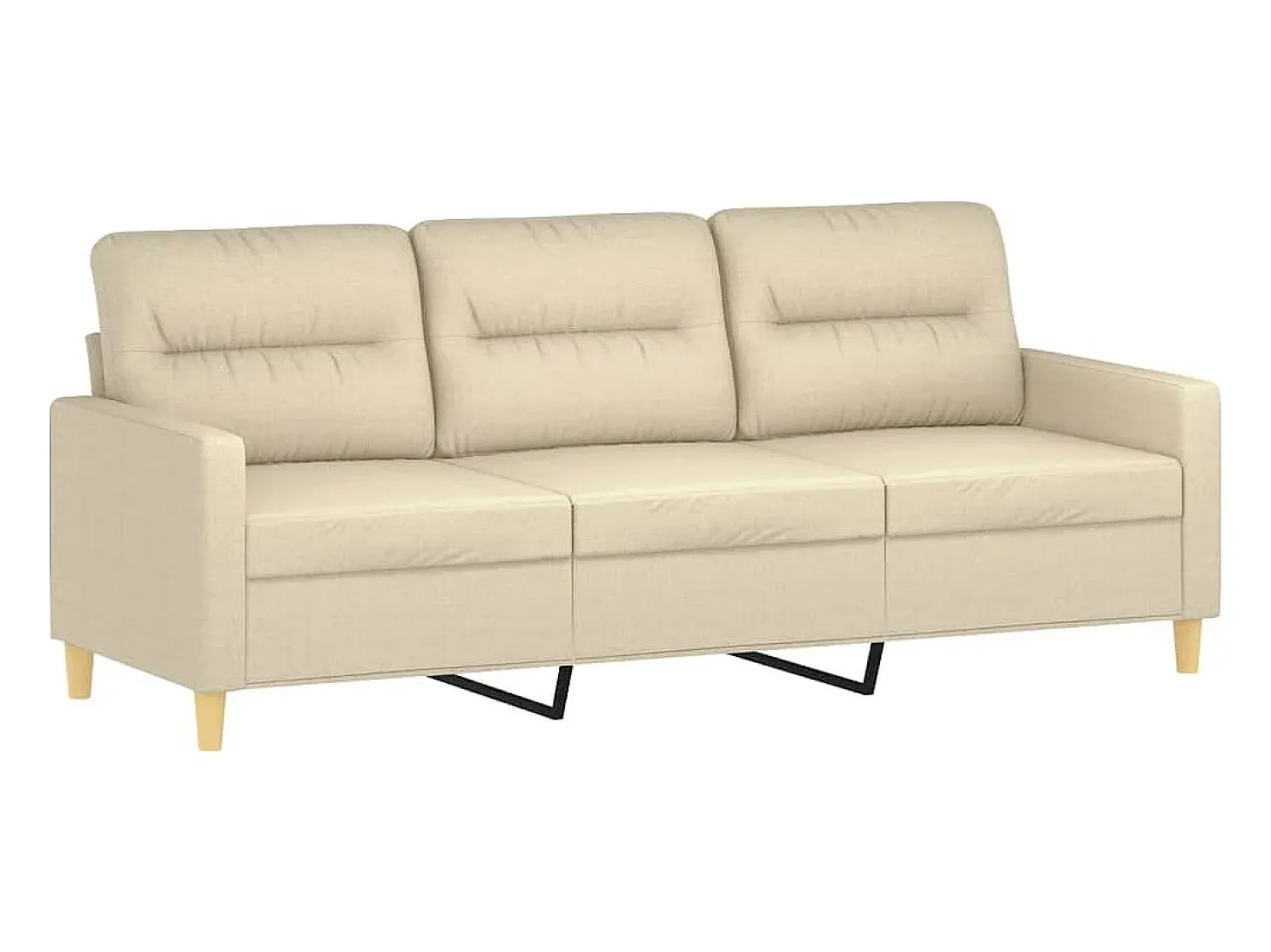 Sofá de 3 plazas de tela crema 180 cm