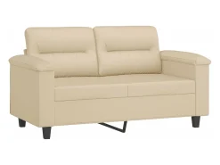 Sofá de 2 plazas de tela de microfibra color crema 120 cm