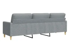 Sofá de 3 plazas de tela gris claro 210 cm