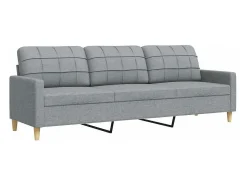 Sofá de 3 plazas de tela gris claro 210 cm