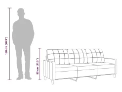 Sofá de 3 plazas de tela gris claro 210 cm