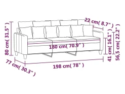 Sofá de 3 plazas de tela gris oscuro 180 cm