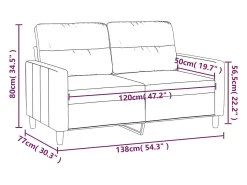 Sofá de 2 plazas de tela gris claro 120 cm