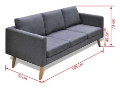Sofá de 3 plazas de tela gris oscuro PWFG90242