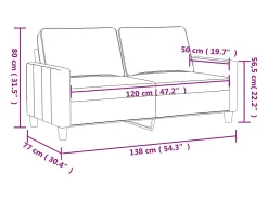 Sofá de 2 plazas de tela gris claro 120 cm