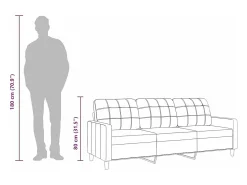 Sofá de 3 plazas de tela gris claro 180 cm