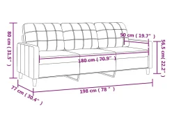 Sofá de 3 plazas de tela gris claro 180 cm