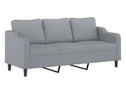 Sofá de 3 plazas de tela gris claro 180 cm