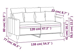 Sofá de 2 plazas de tela negro 120 cm