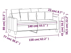 Sofá de 2 plazas de tela negro 140 cm