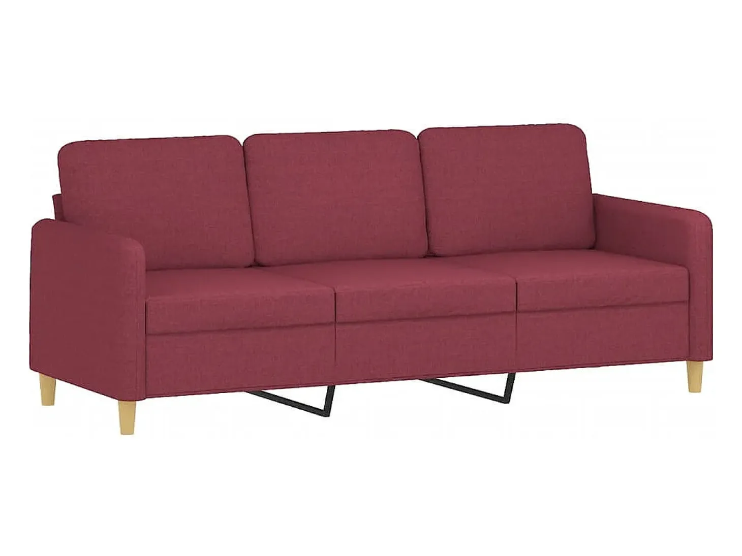 Sofá de 3 plazas de tela rojo tinto 180 cm