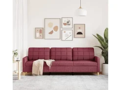 Sofá de 3 plazas de tela rojo tinto 210 cm