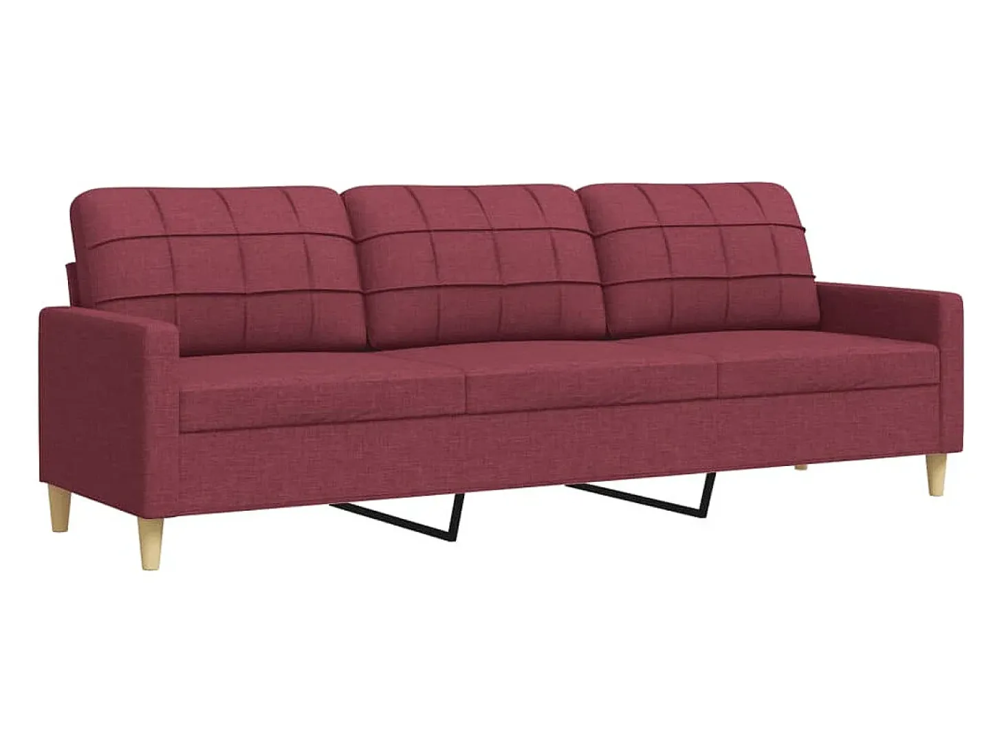Sofá de 3 plazas de tela rojo tinto 210 cm